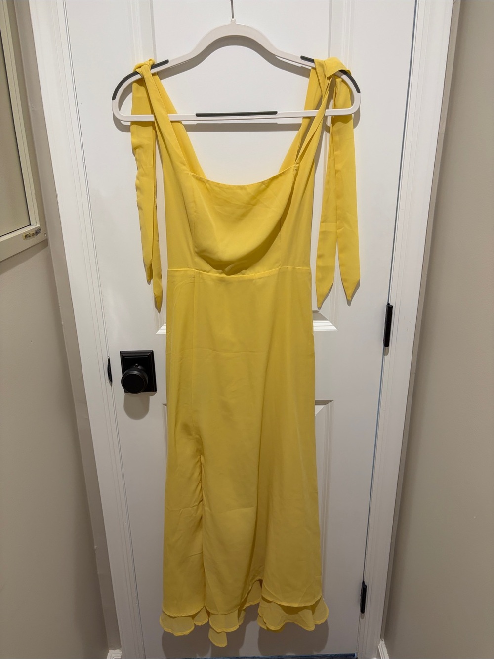 Lulu's Bright Yellow Tie-Shoulder Midi Dress